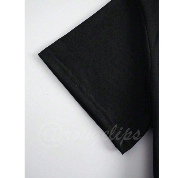 Black Graphic Crewneck Tee Shirt Short Sleeve - Picture 4 of 8